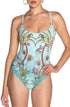 Einteiliger Badeanzug Anelle Safari Azurblau PIN-UP STARS